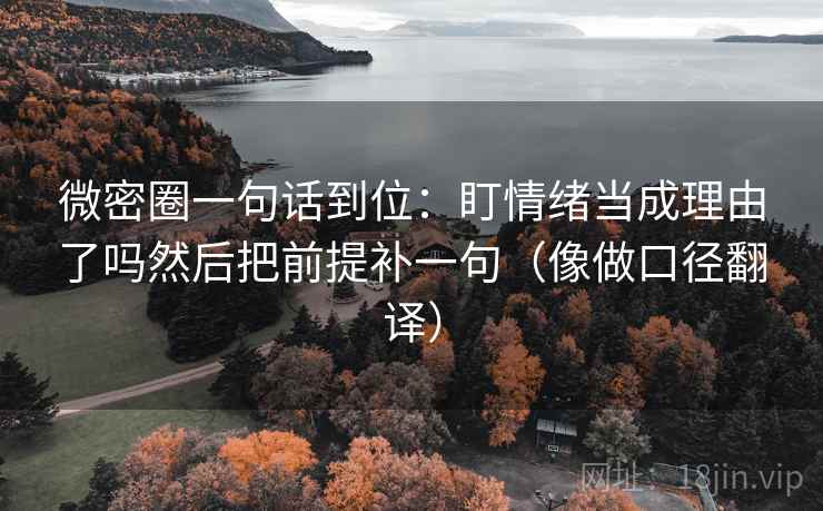 微密圈一句话到位：盯情绪当成理由了吗然后把前提补一句（像做口径翻译）