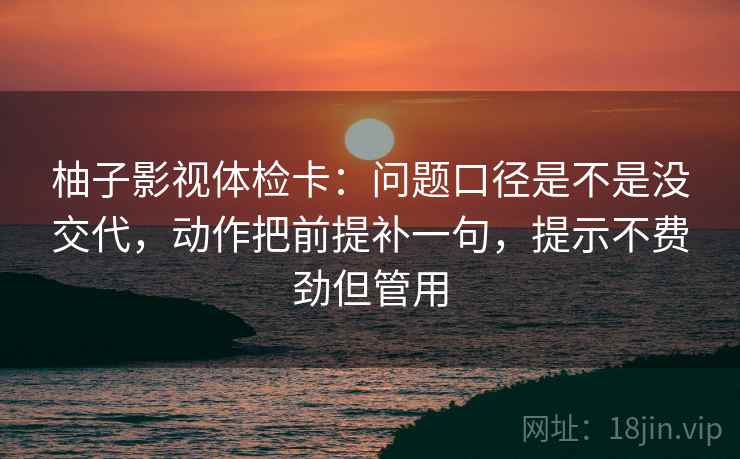 柚子影视体检卡：问题口径是不是没交代，动作把前提补一句，提示不费劲但管用
